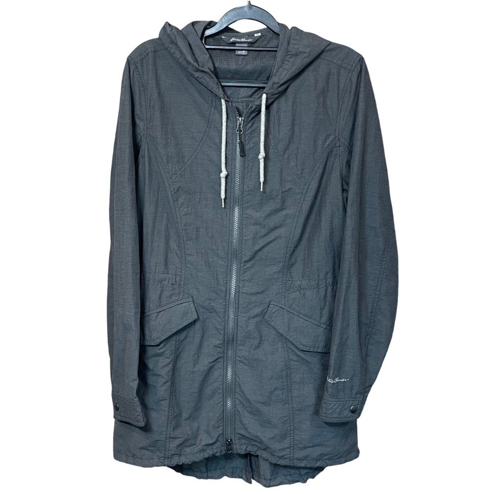Eddie Bauer Gray Hooded Full Zip Utility Parka Jacket Women Size M
